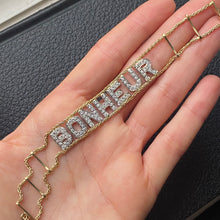 Custom "Bonheur" Diamond Chain Bracelet - 18k