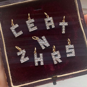 diamond art deco letters Canada vintage jewelry