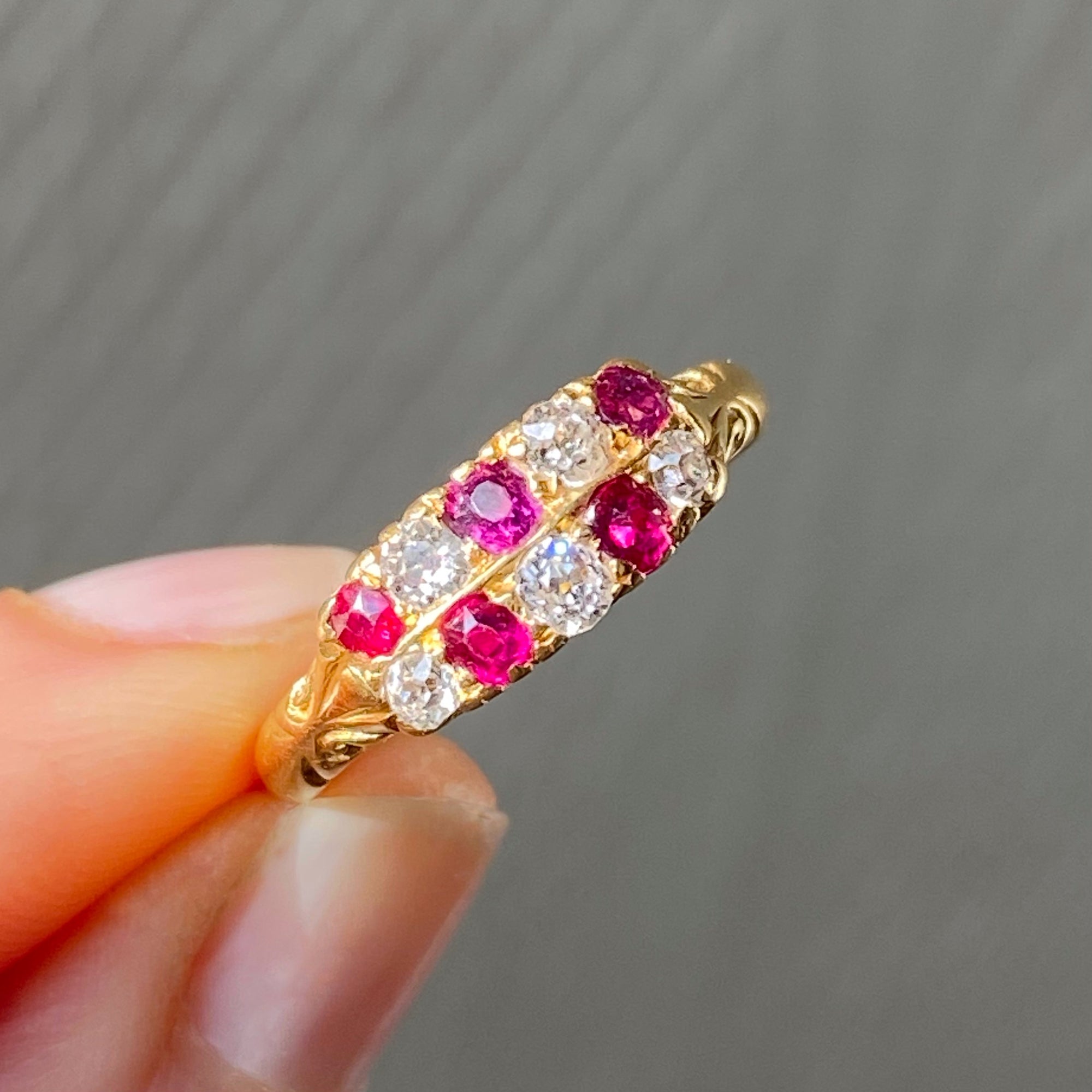 antique diamond ruby ring checkerboard