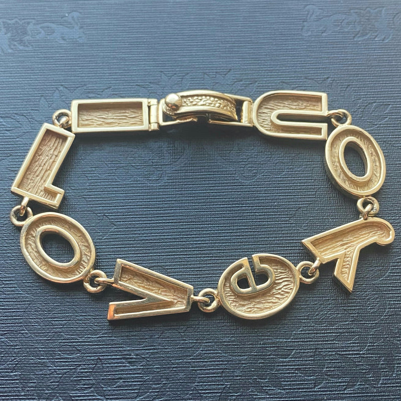 Vintage Mid Century I Love You Bracelet 14k Vintage Jewelry Toronto Canada Black Umbrella Jewelry