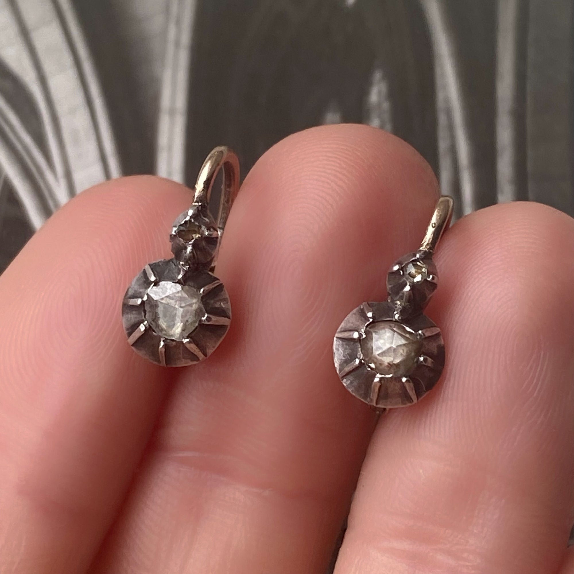 antique diamond dormeuse earrings