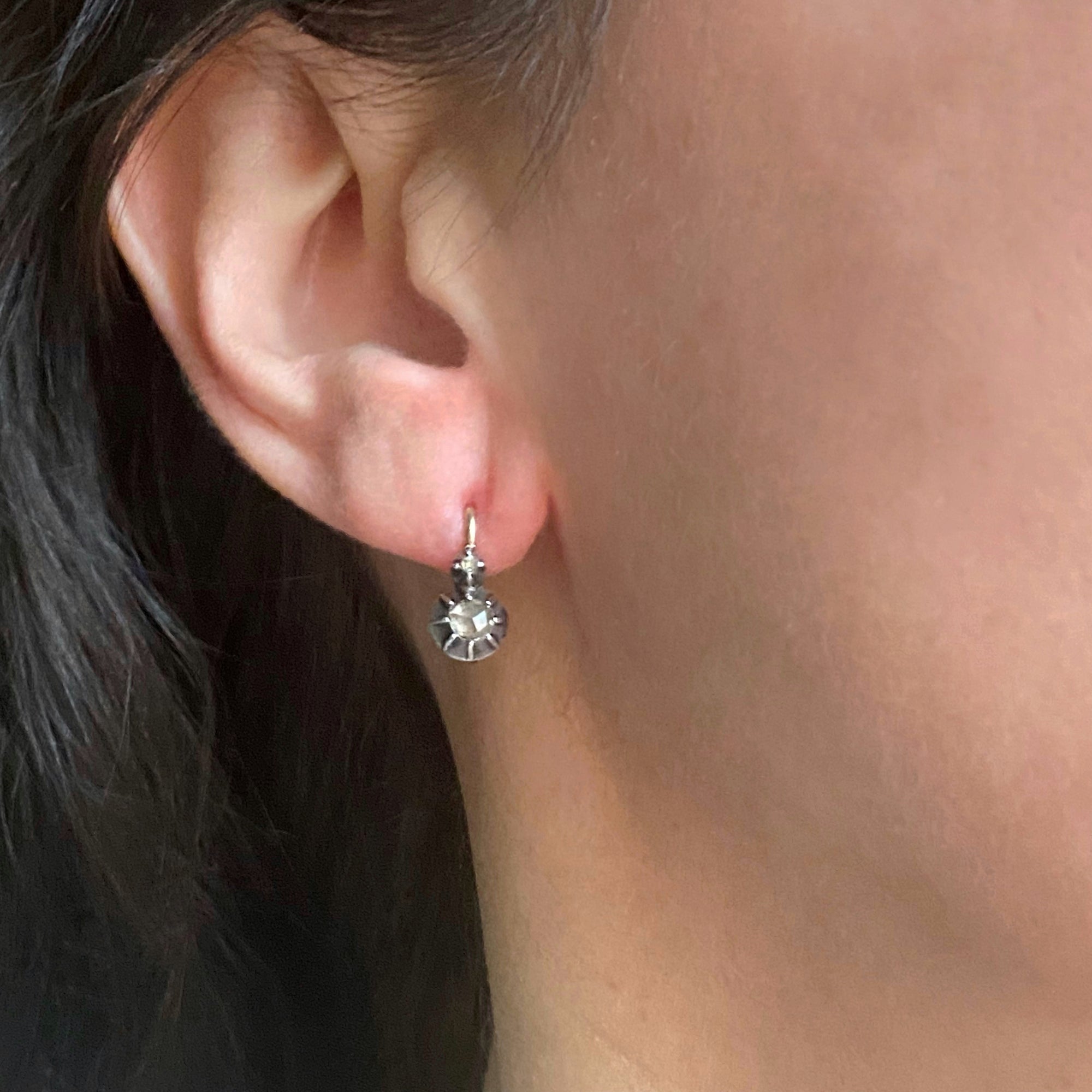 antique rose cut diamond earrings