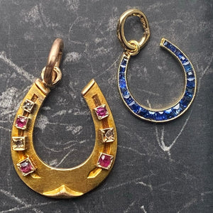 antique diamond ruby sapphire horseshoe charm pendant toronto canada jewelry jewellery vintage estate