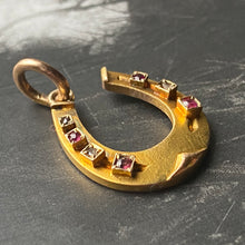antique diamond ruby horseshoe charm pendant