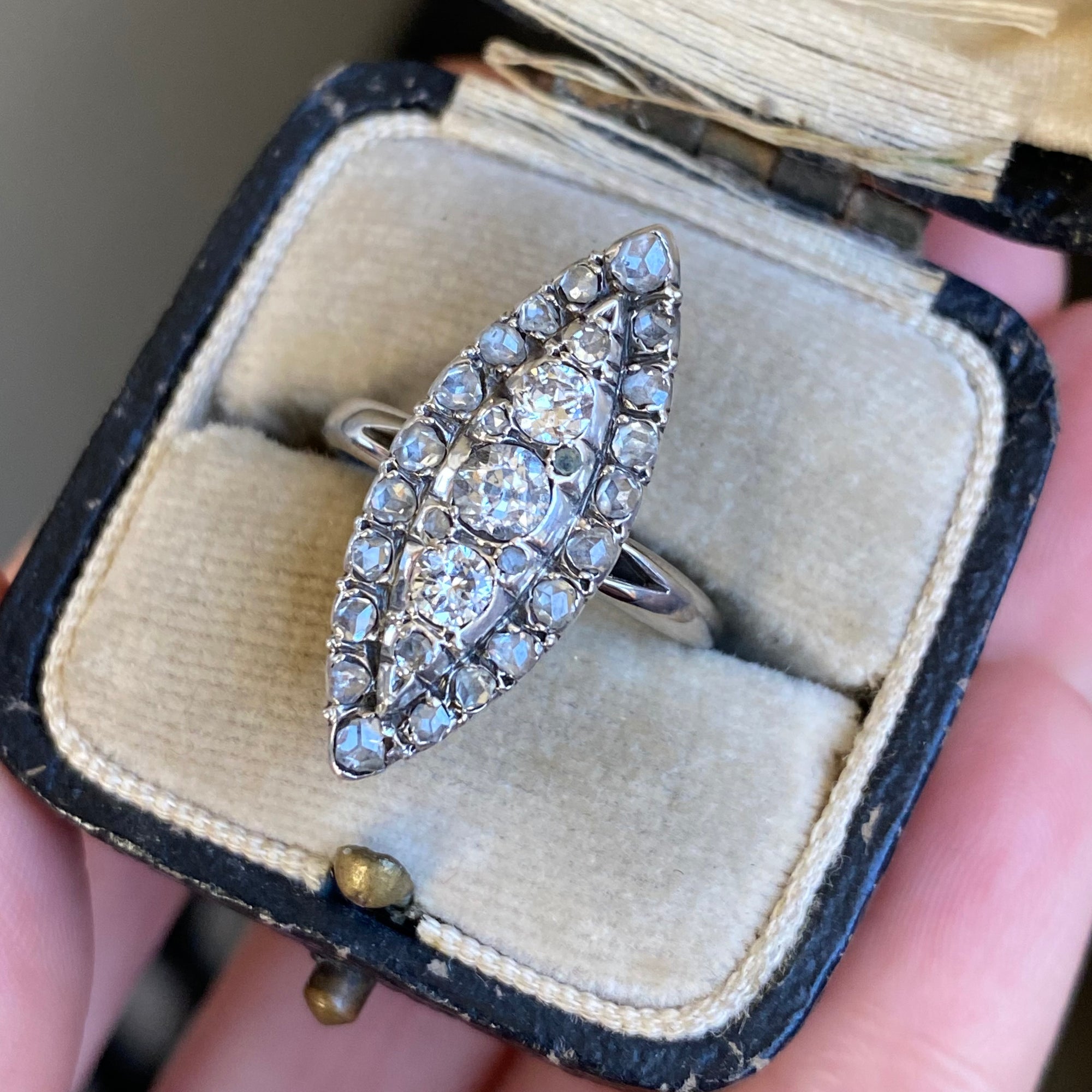 antique diamond navette ring