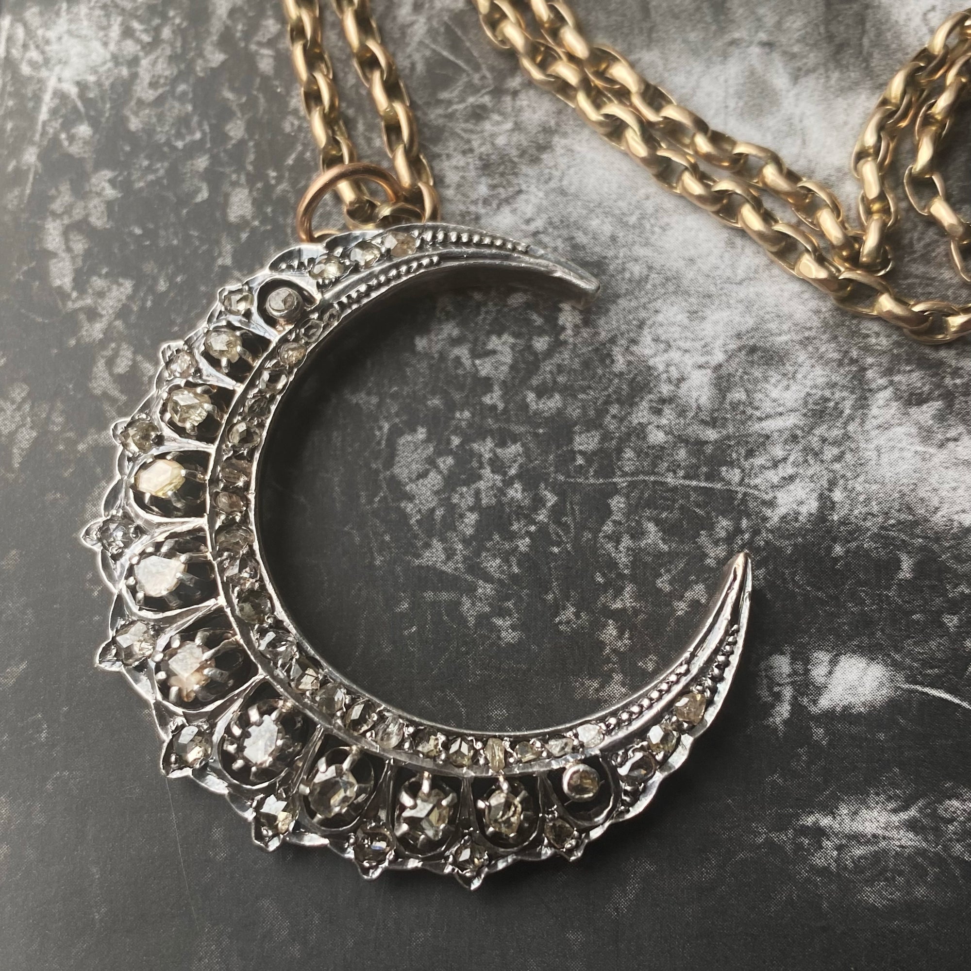 antique diamond crescent