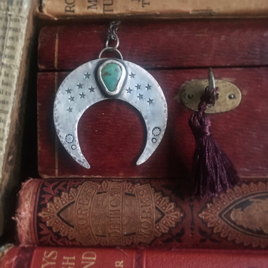 We Are All Starstuff Crescent Moon Turquoise Necklace