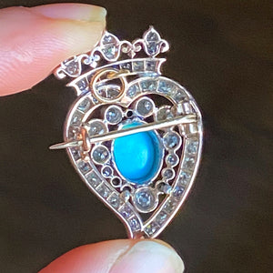 Victorian Diamond Witch's Heart Brooch/Pendant