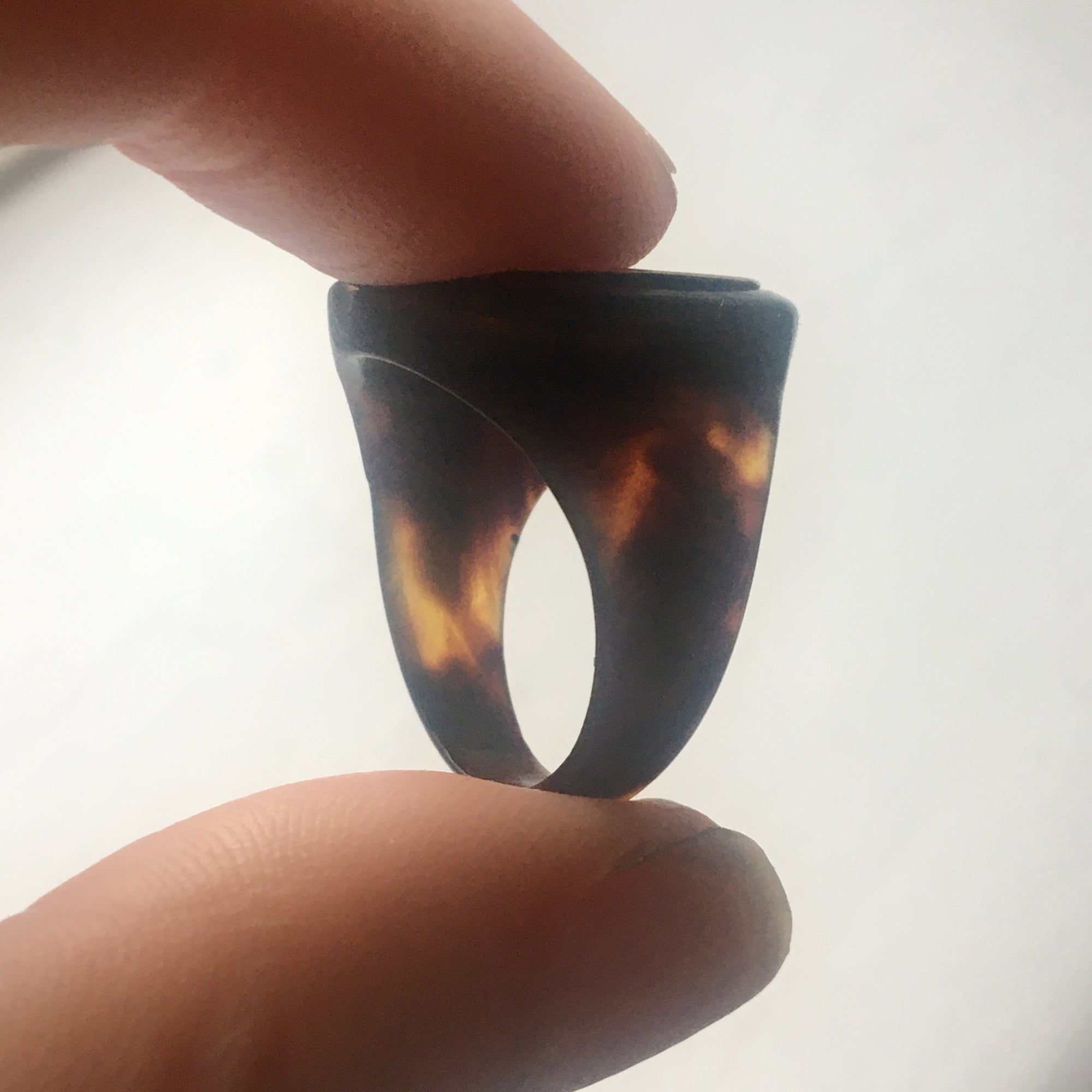 Antique Tortoiseshell Hairwork Ring - Size 5.75