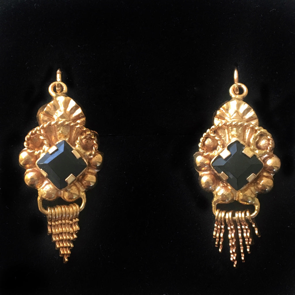 Victorian Revival Style Gold and Paste Dormeuse Tassel Earrings - 19k ...