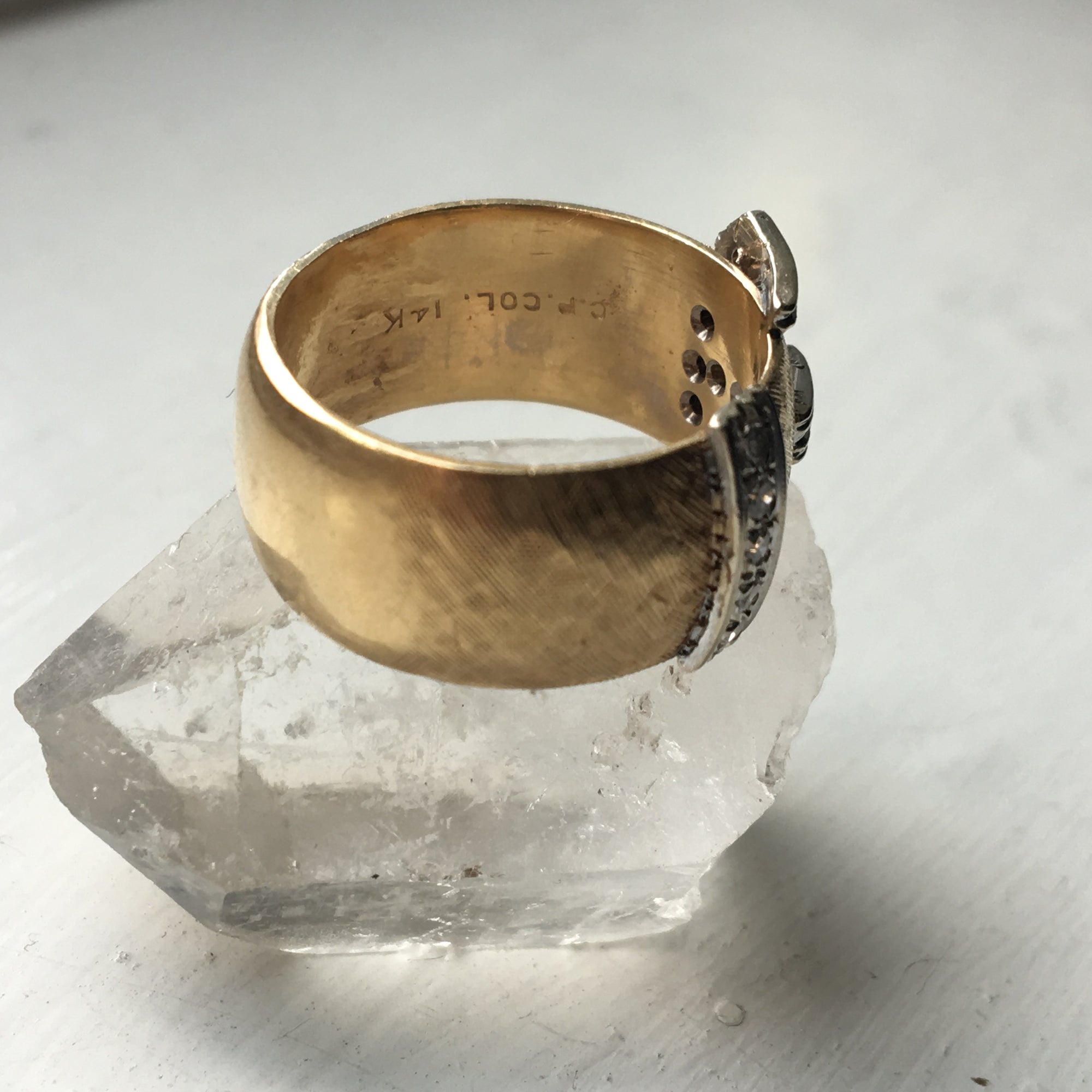 Vintage Diamond Buckle Ring - Size 7