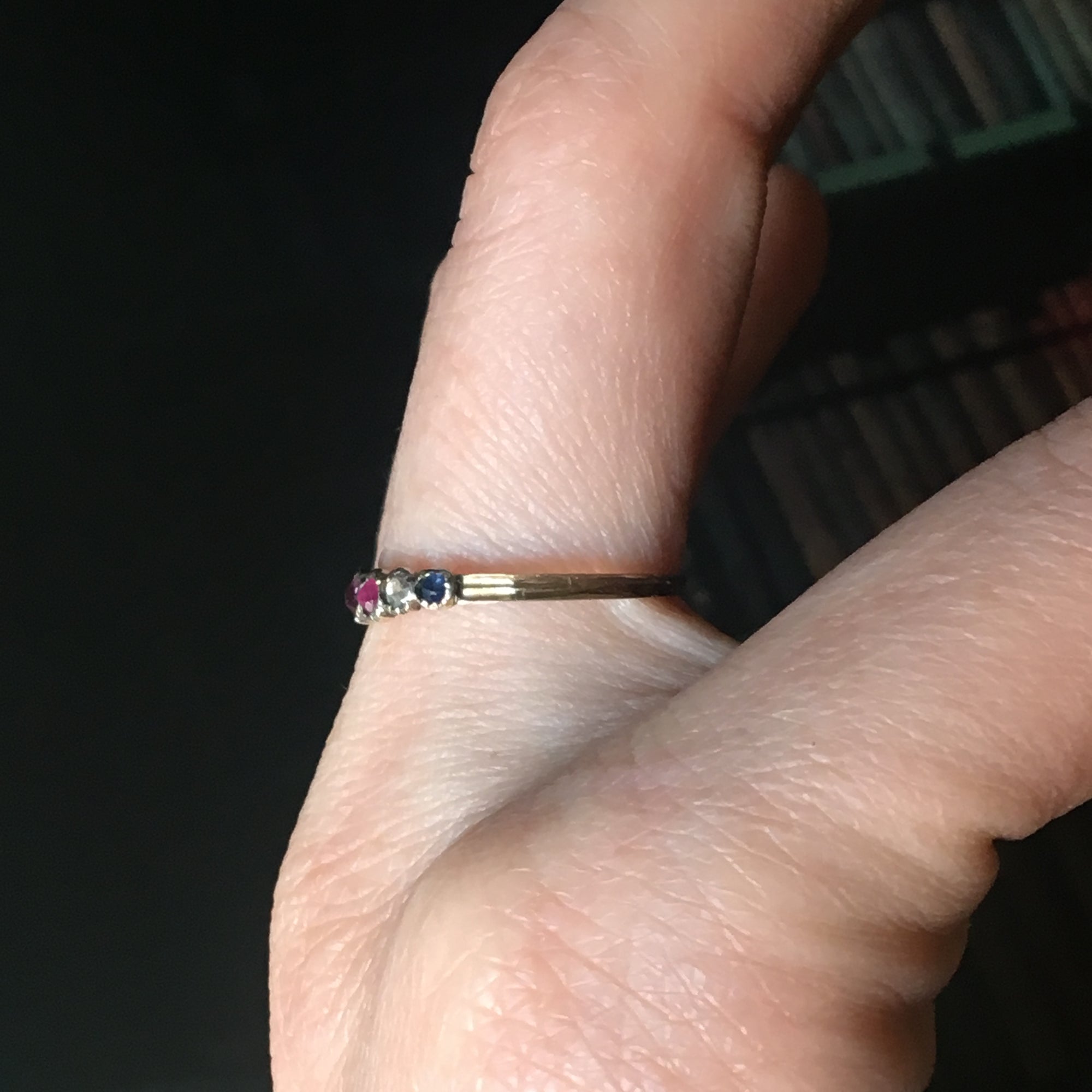 Antique Georgian Acrostic &quot;REGARDS&quot; ring - Size 7