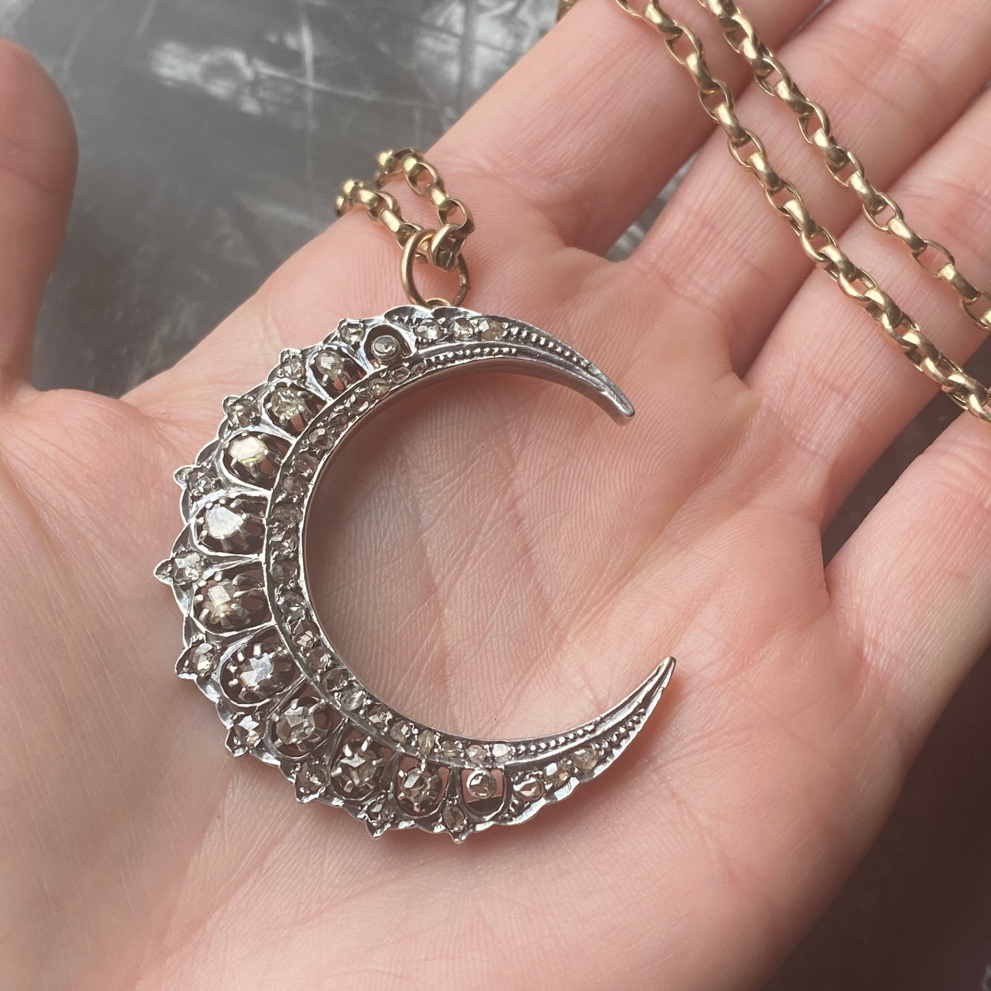 antique crescent pendant