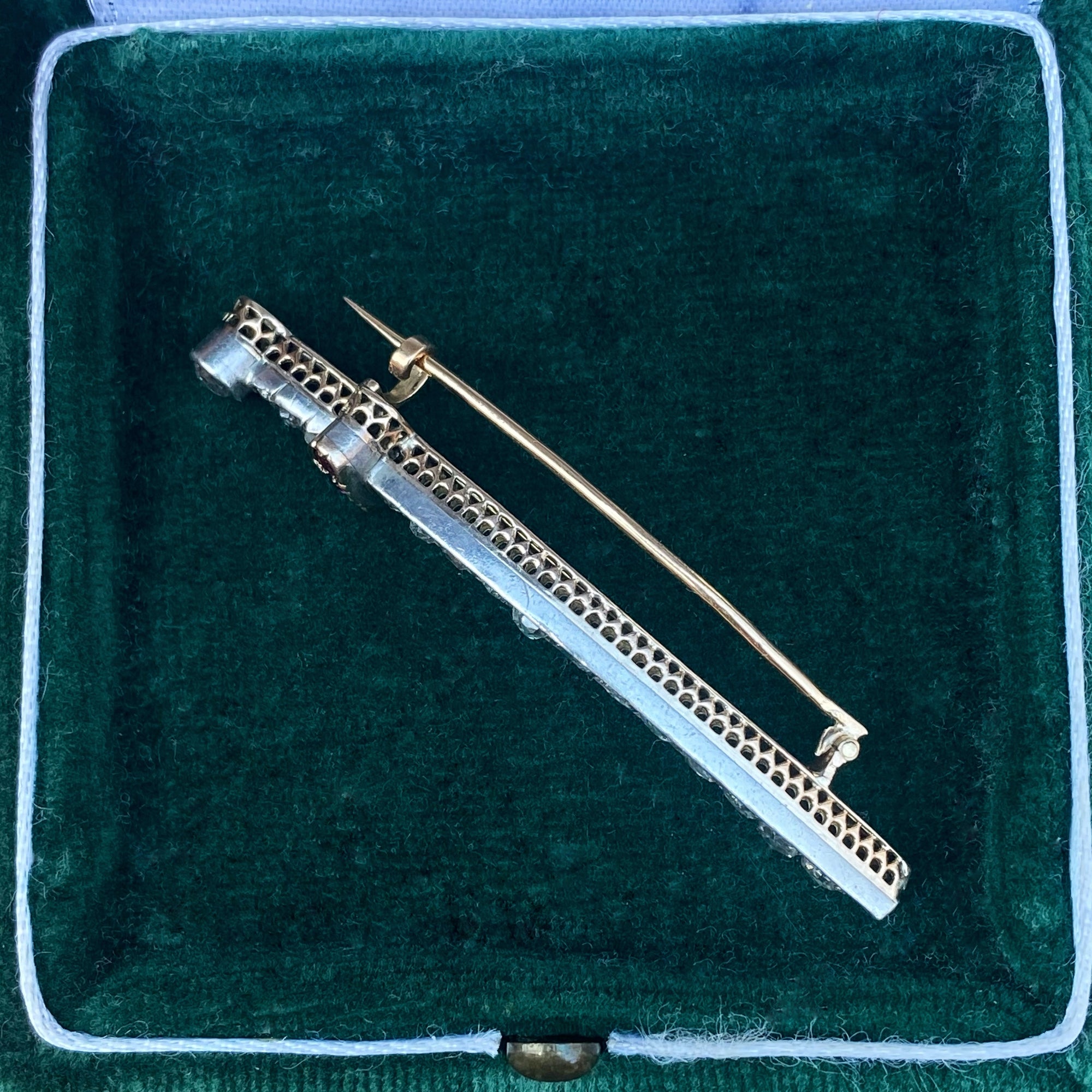 Antique Portuguese Diamond and Ruby Sabre Brooch