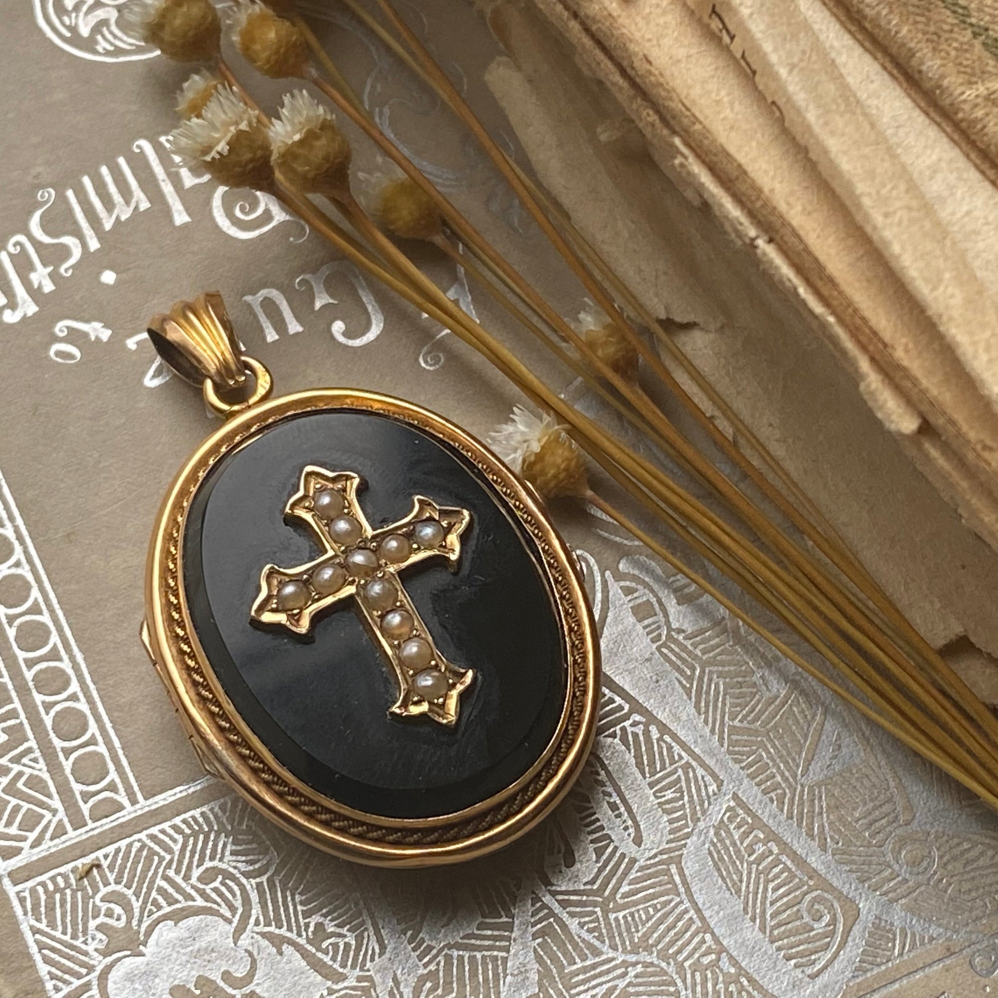 Antique onyx locket