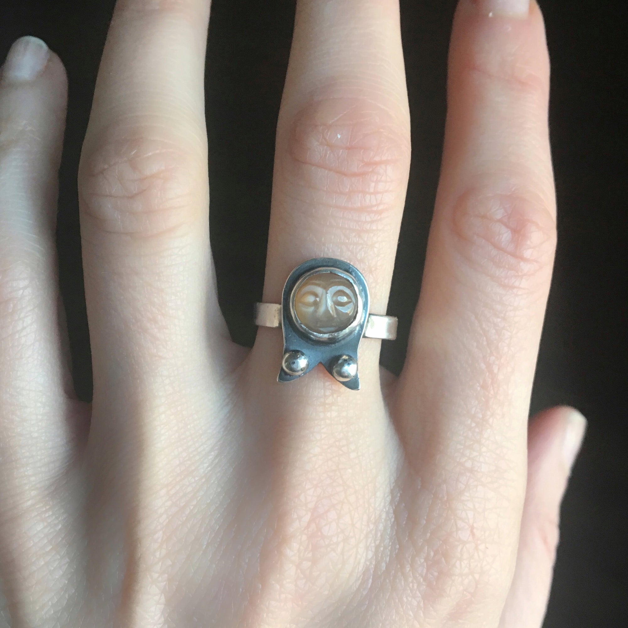 peach moonstone ring, Canada vintage jewelry